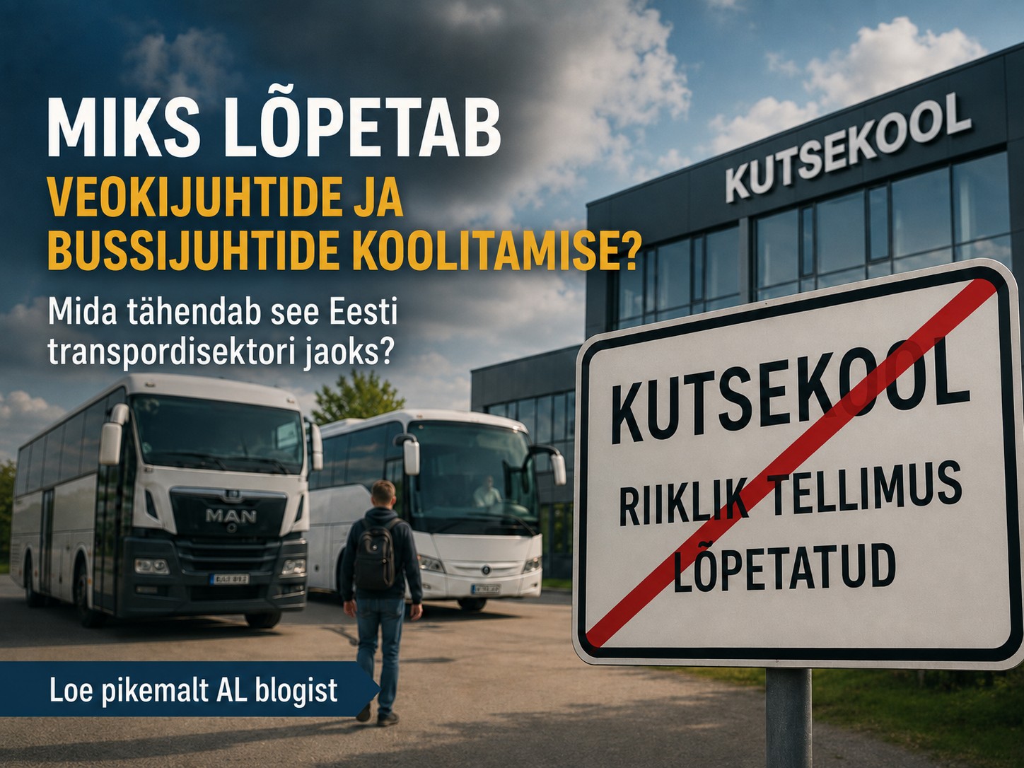Illustratsioon riikliku koolitustellimuse lõpetamisest veoki- ja bussijuhtide kutseõppes